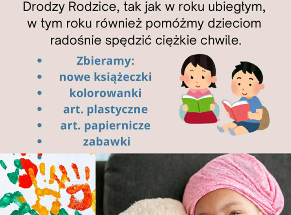 Zbiórka dla dzieci ze świetlicy szpitala onkologicznego IMiD